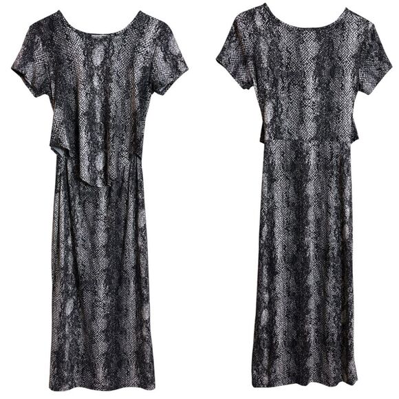 TMG New York Soft Fabric Snake Print Midi Dress S/M Post Pregnancy Nursing Mom - Picture 1 of 9